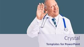  Presentation with welcome back friend - Presentation consisting of senior-handsome-grey-haired-man background and a sky blue colored foreground