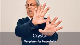  Presentation with grey - Presentation having senior-handsome-grey-haired-man background and a navy blue colored foreground