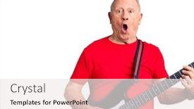  Presentation with electric guitar - Presentation featuring senior-handsome-grey-haired-man background and a white colored foreground
