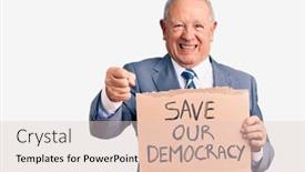  Presentation with democracy - Slides with senior-handsome-grey-haired-man background and a lemonade colored foreground