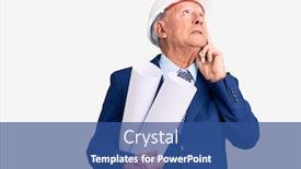  Presentation with architect - Audience pleasing theme consisting of senior-handsome-grey-haired-man backdrop and a ocean colored foreground