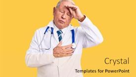  Presentation with flu virus - PPT theme consisting of senior-handsome-grey-haired-man background and a yellow colored foreground