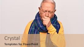  Presentation with senior care - Presentation theme having senior-handsome-grey-haired-man background and a coral colored foreground