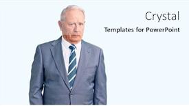  Presentation with grey - Presentation design having senior-handsome-grey-haired-man background and a white colored foreground