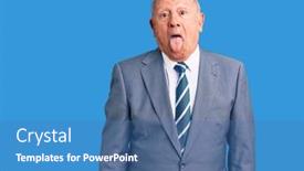  Presentation with grey - Audience pleasing slide deck consisting of senior-handsome-grey-haired-man backdrop and a teal colored foreground