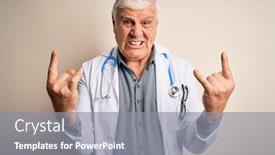  Presentation with rock star - Theme consisting of senior-handsome-hoary-doctor-man background and a gray colored foreground