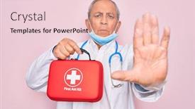  Presentation with medical sign - Amazing presentation theme having senior-handsome-hoary-doctor-man backdrop and a lemonade colored foreground