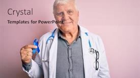  Presentation with blue ribbon - Cool new presentation with senior-handsome-hoary-doctor-man backdrop and a lemonade colored foreground