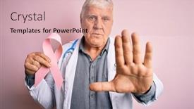  Presentation with pink ribbon - Amazing presentation theme having senior-handsome-hoary-doctor-man backdrop and a lemonade colored foreground