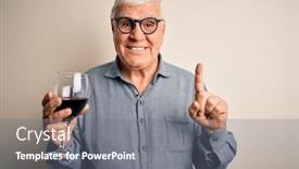  Presentation with drinking glass - Slides consisting of senior-handsome-hoary-man-drinking background and a gray colored foreground