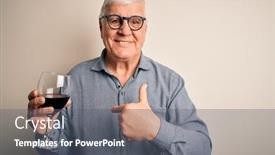  Presentation with drinking glass - PPT theme consisting of senior-handsome-hoary-man-drinking background and a gray colored foreground