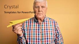  Presentation with yellow paper - Amazing slide deck having senior-handsome-hoary-man-holding backdrop and a yellow colored foreground