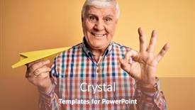  Presentation with yellow paper - Slides consisting of senior-handsome-hoary-man-holding background and a coral colored foreground