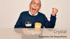  Presentation with takeaway coffee - Theme enhanced with senior-handsome-hoary-man-holding background and a lemonade colored foreground