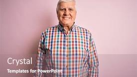  Presentation with 3 d man person - Beautiful PPT theme featuring senior-handsome-hoary-man-wearing and a  colored foreground