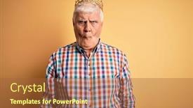  Presentation with golden yellow - Colorful presentation theme enhanced with senior-handsome-hoary-man-wearing backdrop and a red colored foreground