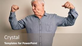  Presentation with senior fitness - Amazing presentation having senior-handsome-hoary-man-wearing backdrop and a violet colored foreground