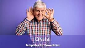  Presentation with colorful hands - Presentation design enhanced with senior-handsome-hoary-man-wearing background and a cobalt blue colored foreground