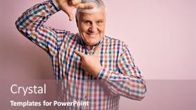  Presentation with colorful hands - Colorful presentation theme enhanced with senior-handsome-hoary-man-wearing backdrop and a coral colored foreground