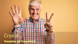  Presentation with golden yellow - PPT theme enhanced with senior-handsome-hoary-man-wearing background and a red colored foreground