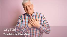  Presentation with colorful hands - Cool new presentation design with senior-handsome-hoary-man-wearing backdrop and a coral colored foreground