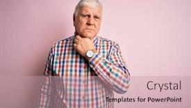  Presentation with infection - Beautiful slide set featuring senior-handsome-hoary-man-wearing backdrop and a coral colored foreground