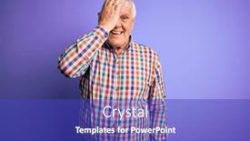  Presentation with colorful eye - PPT layouts having senior-handsome-hoary-man-wearing background and a royal blue colored foreground