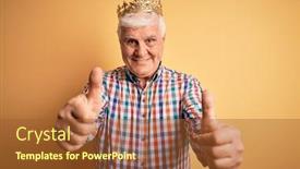  Presentation with king crown - Cool new slide set with senior-handsome-hoary-man-wearing backdrop and a red colored foreground