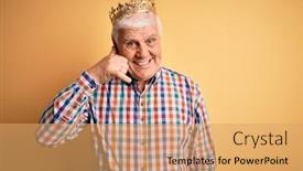  Presentation with golden yellow - PPT theme consisting of senior-handsome-hoary-man-wearing background and a yellow colored foreground