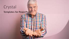  Presentation with colorful hands - Beautiful PPT theme featuring senior-handsome-hoary-man-wearing backdrop and a lemonade colored foreground