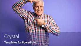  Presentation with colorful hands - Slides consisting of senior-handsome-hoary-man-wearing background and a ocean colored foreground