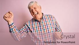  Presentation with colorful music - Beautiful PPT theme featuring senior-handsome-hoary-man-wearing backdrop and a coral colored foreground