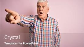  Presentation with mouth - PPT theme having senior-handsome-hoary-man-wearing background and a coral colored foreground