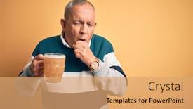  Presentation with cold beer - Slides featuring senior-handsome-man-drinking-jar background and a coral colored foreground