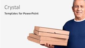  Presentation with pizza - Colorful slide set enhanced with senior-handsome-man-holding-pizza backdrop and a white colored foreground