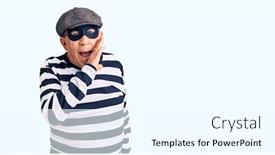  Presentation with talk - PPT theme featuring senior-handsome-man-wearing-burglar background and a white colored foreground