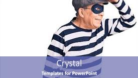  Presentation with happy sad mask - Presentation theme enhanced with senior-handsome-man-wearing-burglar background and a ocean colored foreground