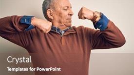  Presentation with senior fitness - PPT layouts with senior-handsome-man-wearing-elegant background and a tawny brown colored foreground