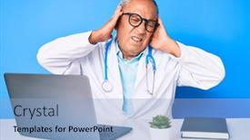  Presentation with computer music - Slide deck having senior-handsome-man-with-gray background and a light blue colored foreground