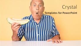  Presentation with melon - Slide set with senior-handsome-man-with-gray background and a blonde colored foreground
