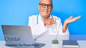  Presentation with gray - Slide deck with senior-handsome-man-with-gray background and a light blue colored foreground