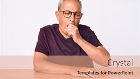  Presentation with senior care - Slide deck featuring senior-handsome-man-with-gray background and a coral colored foreground