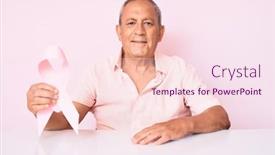  Presentation with standing sitting - Slide set enhanced with senior-handsome-man-with-gray background and a pink colored foreground