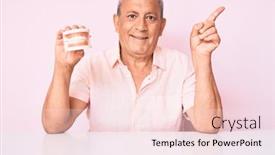  Presentation with denture - Cool new slides with senior-handsome-man-with-gray backdrop and a pink colored foreground