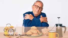  Presentation with senior care - Cool new PPT theme with senior-handsome-man-with-gray backdrop and a coral colored foreground
