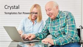  Presentation with social media - Theme consisting of senior has fun in computer background and a lemonade colored foreground