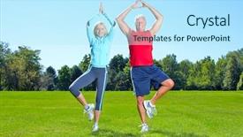  Presentation with senior fitness - Theme consisting of senior healthy fitness couple in the park background and a arctic colored foreground