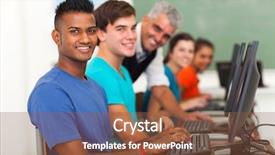  Presentation with senior high school - Slide deck featuring senior high school - group of students and teacher background and a tawny brown colored foreground