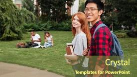  Presentation with old couple walking - Colorful PPT theme enhanced with senior high school - happy multiethnic young couple walking backdrop and a tawny brown colored foreground