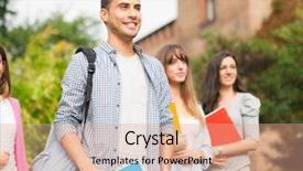  Presentation with students - Presentation theme featuring senior high school - outdoors portrait of a group background and a coral colored foreground